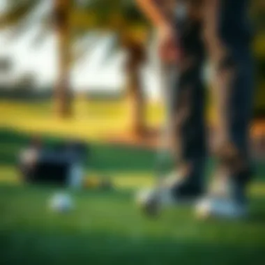 Golf putting on the green