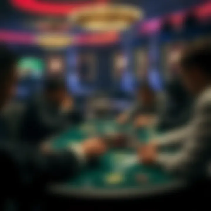 A strategic card game table with players deep in thought