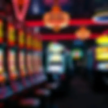 High stakes slot machine display with vibrant lights