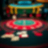 Overview of an EZ Baccarat table layout with cards