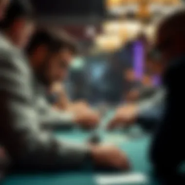 A player carefully analyzing their opponents at a poker table