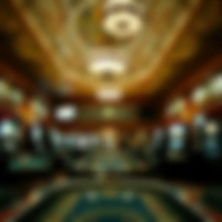 Ornate Interior of a Vintage Casino Interior design highlighting ornate details and vintage gaming tables