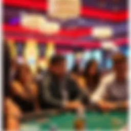 A diverse group of individuals engaged in a casino environment
