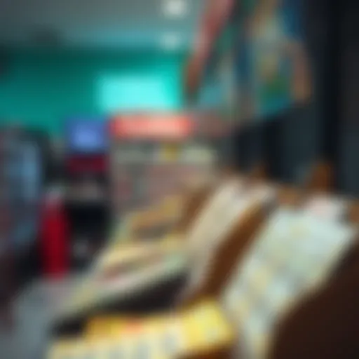 Lottery ticket display at a retail location