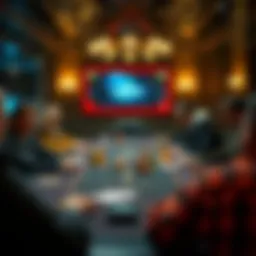 A strategic poker table setup illustrating a game in progress