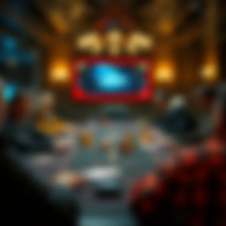 A strategic poker table setup illustrating a game in progress