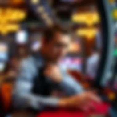 A focused player contemplating decisions at a video poker table