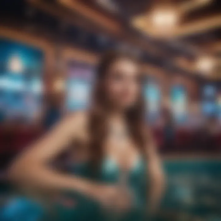 A captivating depiction of customers enjoying an immersive mermaid-themed casino experience.