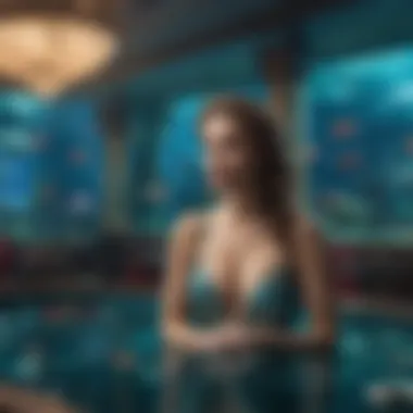 A mesmerizing underwater scene featuring a casino environment enhanced with mermaid motifs.