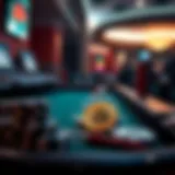 Visual representation of cryptocurrency symbols and gambling