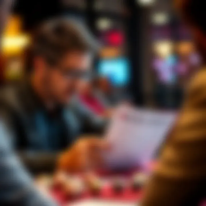 An expert player strategizing their next move while studying bingo patterns