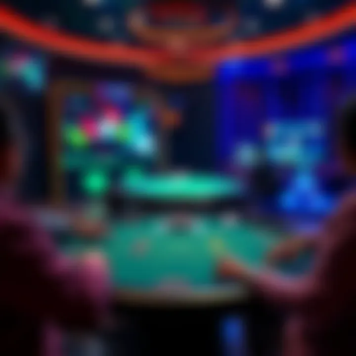 Engaging Virtual Poker Experience A virtual poker table with vibrant graphics showcasing online gameplay.