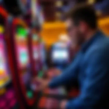 Close-up of a player engaging with a rock-themed slot machine