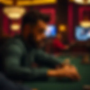 A player contemplating their next move at a poker table