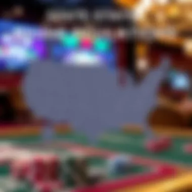 A map showcasing state regulations for online gambling