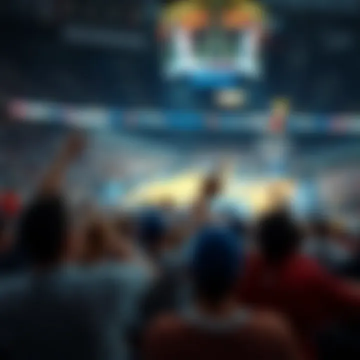 Fans cheering in a packed stadium