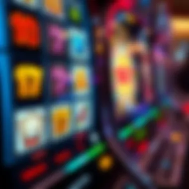 Slot Machine Interface Overview A close-up view of a slot machine interface showcasing colorful reels and iconic symbols