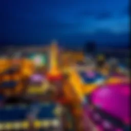 Aerial view of Las Vegas Strip illuminating the night sky