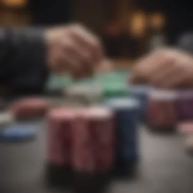 A close-up of poker chips stacking on the table