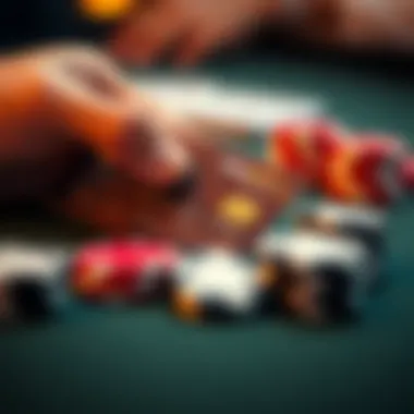 Credit card with blackjack chips