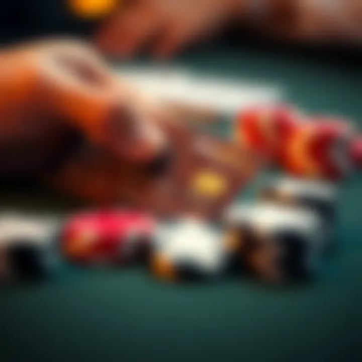 Credit card with blackjack chips