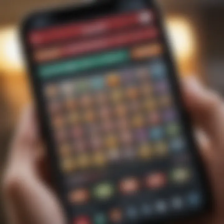 Visual representation of a lottery app interface