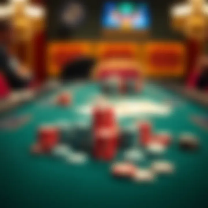 A poker table set up with chips and cards ready for a game