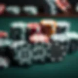 Variety of poker chips with different denominations